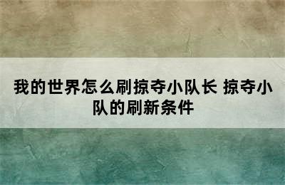 我的世界怎么刷掠夺小队长 掠夺小队的刷新条件